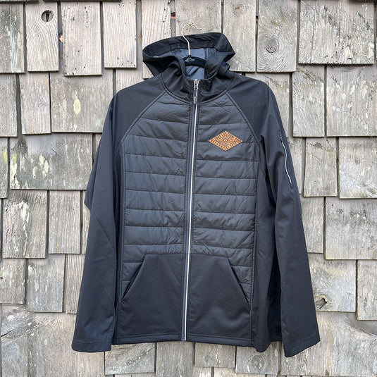 Diamond Bomber Hooded Jacket - Black - Sleeves Out