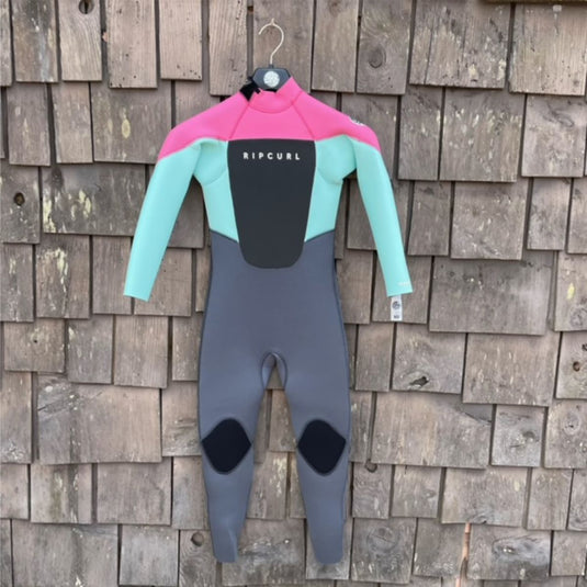 Rip Curl Junior Omega 4/3 Back Zip Kids Wetsuit - Pink / Blue