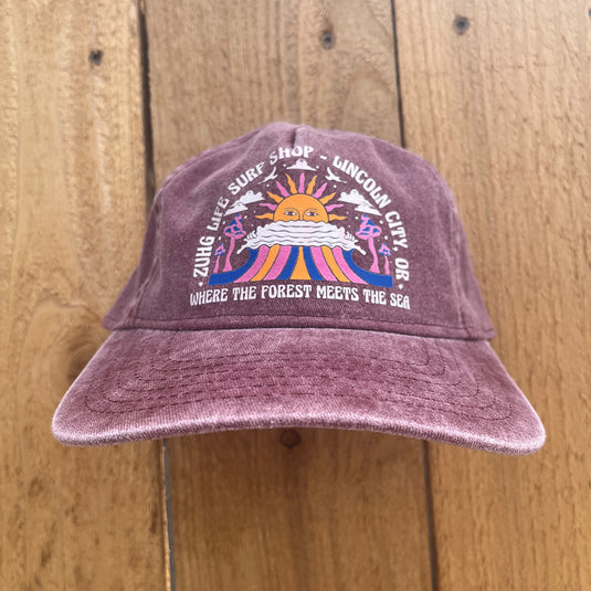 Where The Forest Meets The Sea Hat - Maroon Front