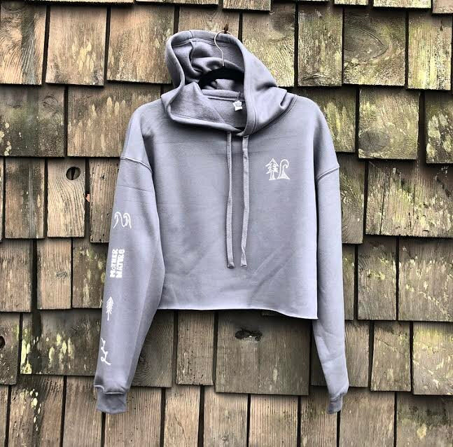 Load image into Gallery viewer, Long Lefts Crop Hoodie-Front Grey
