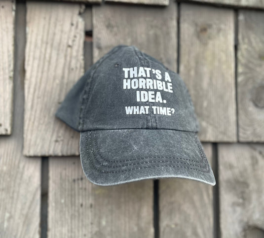 Horrible Idea Curved Bill Hat - Washed Black - 2