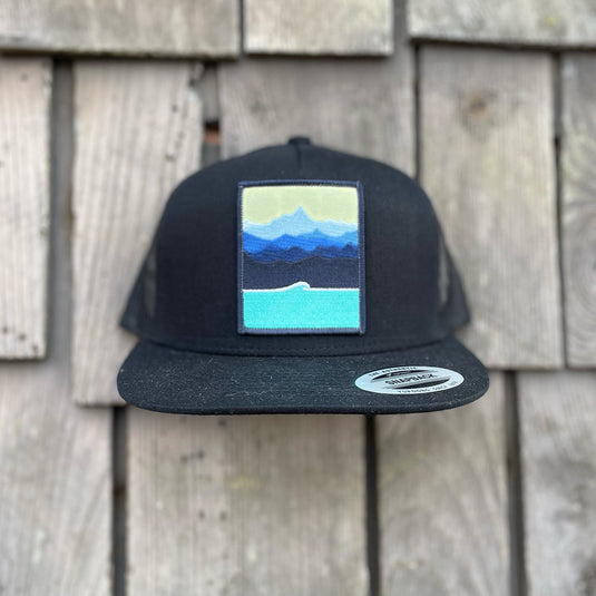 Jonas Draws Patch Hat - Mountains & Wave-Black