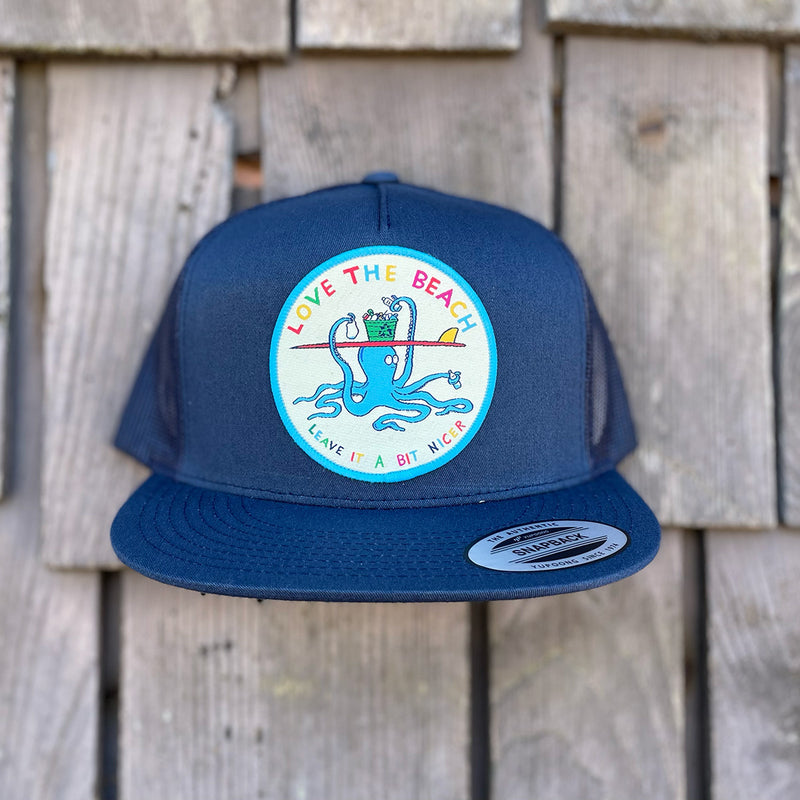 Load image into Gallery viewer, Jonas Draws Love The Beach Patch Hat-Navy Front
