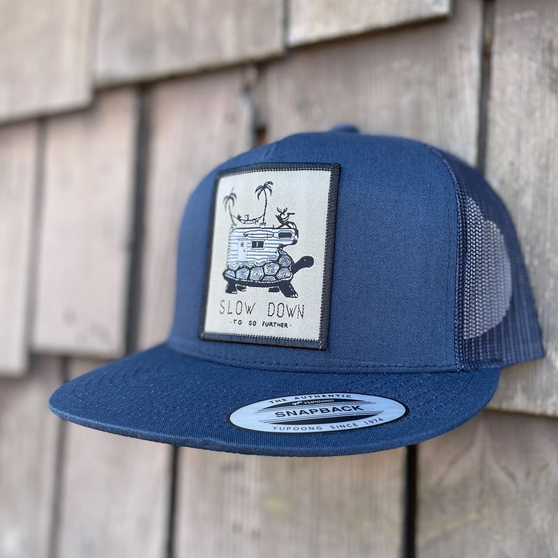 Load image into Gallery viewer, Jonas Draws Slow Down Patch Hat - Navy Side
