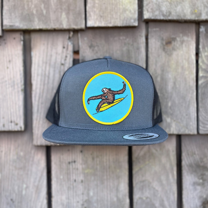 Load image into Gallery viewer, Jonas Draws Surfing Sloth Patch Hat - Charcoal
