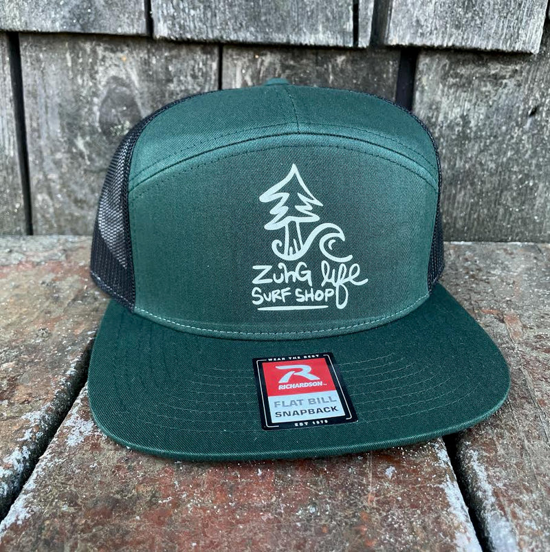 Load image into Gallery viewer, 7 Panel Wave / Tree Shop Hat-Green/Black
