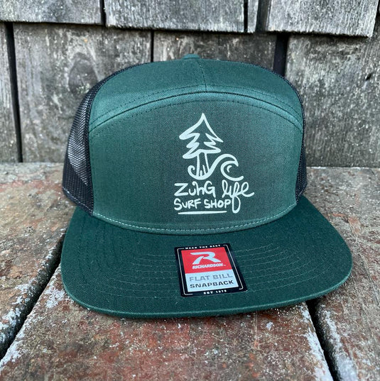 7 Panel Wave / Tree Shop Hat-Green/Black