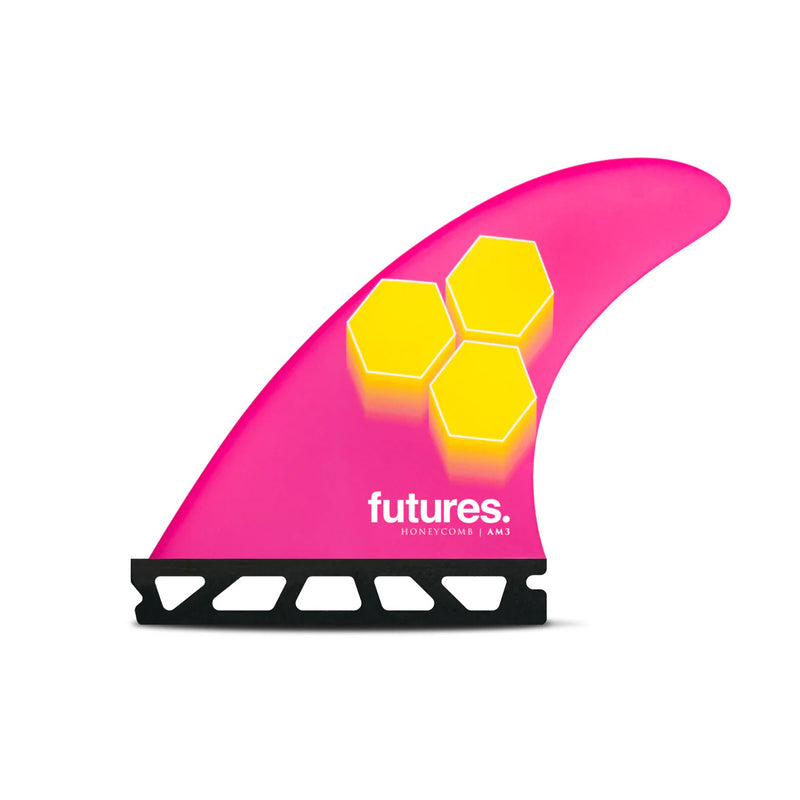 Load image into Gallery viewer, Futures AM3 HC Thruster Fin Set - Pink / Yellow
