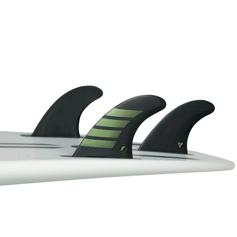 Load image into Gallery viewer, Futures F8 Alpha Large Thruster Fin Set - Carbon / Olive - Thruster
