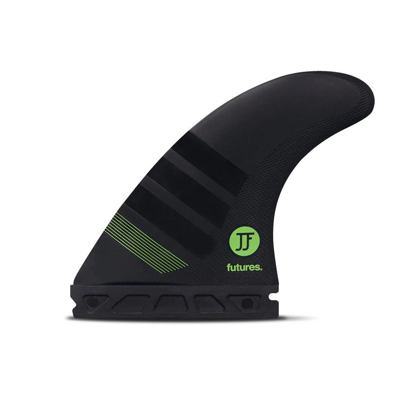 Load image into Gallery viewer, Futures JJF Medium Alpha Thruster Fin Set - Carbon / Green
