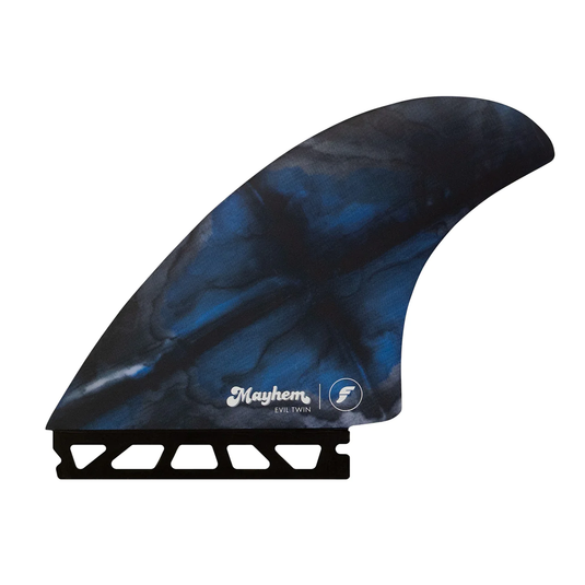 Futures Mayhem Evil Twin + 1 Large Fin Set - Blue / Black Futures Mayhem Evil Twin + 1 Large Fin Set - Blue / Black