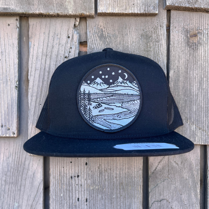 Load image into Gallery viewer, Jonas Draws Home Is Where You Pitch It Patch Hat - Black
