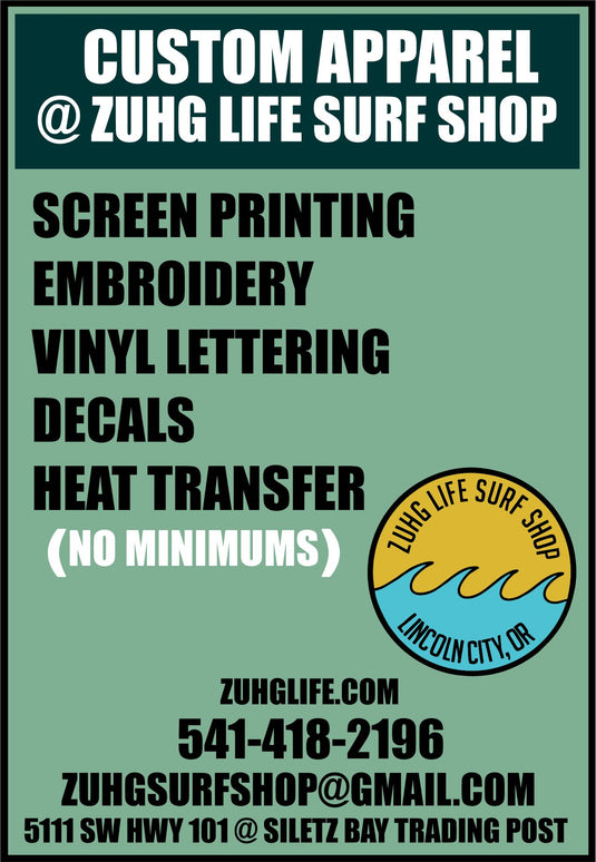 Custom Apparel Also Available In The Surf Shop 7 Days A Week!