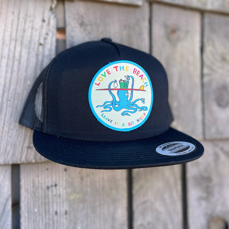 Load image into Gallery viewer, Jonas Draws Love The Beach Patch Hat-Black

