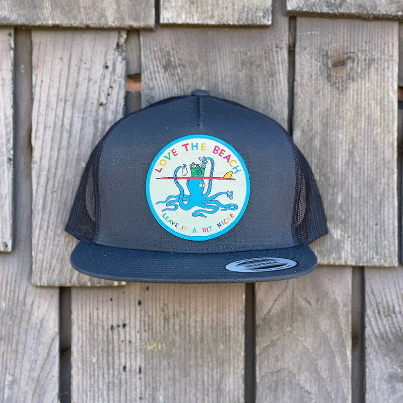 Load image into Gallery viewer, Jonas Draws Love The Beach Patch Hat-Grey Front
