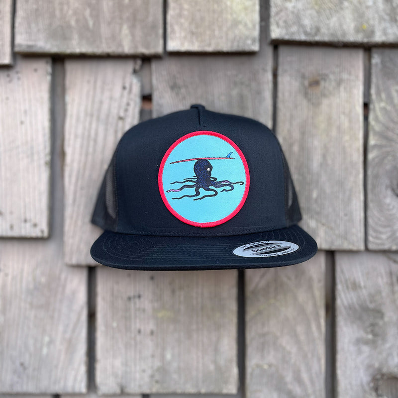 Load image into Gallery viewer, Jonas Draws 8 legs 1 Fin Patch Hat - Black
