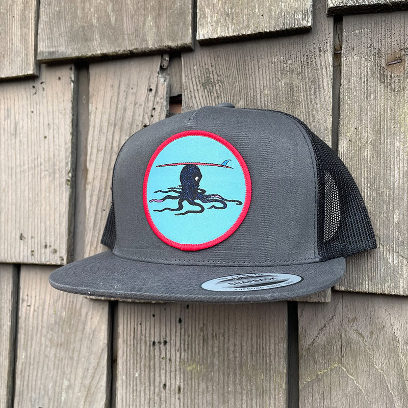 Load image into Gallery viewer, Jonas Draws 8 legs 1 Fin Patch Hat - Charcoal 2
