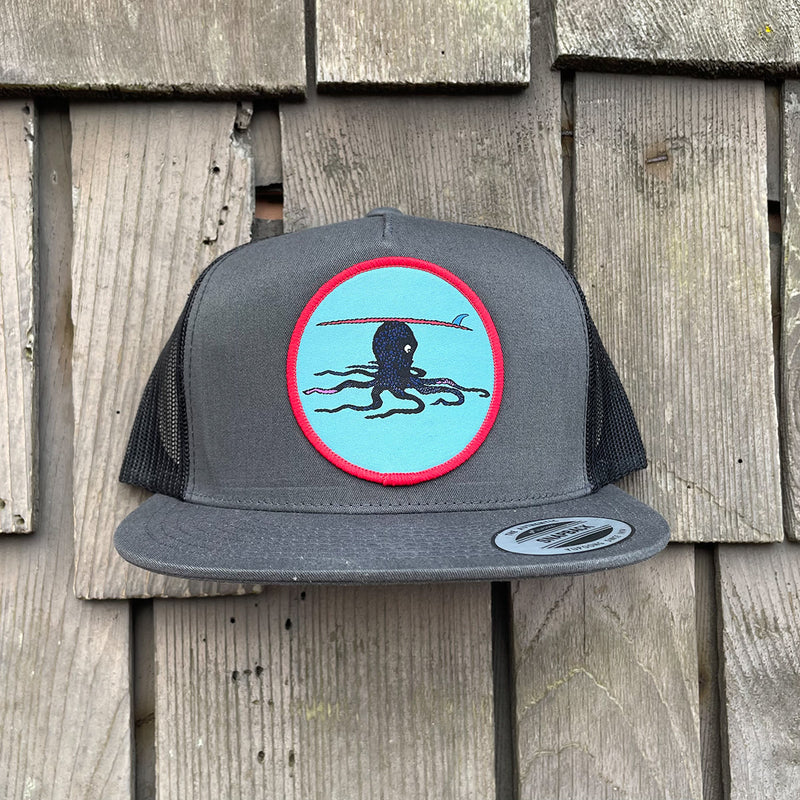 Load image into Gallery viewer, Jonas Draws 8 legs 1 Fin Patch Hat - Charcoal
