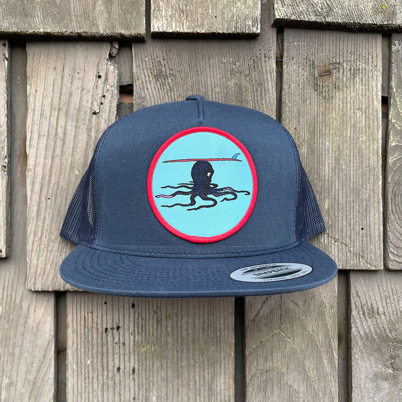 Load image into Gallery viewer, Jonas Draws 8 legs 1 Fin Patch Hat - Navy
