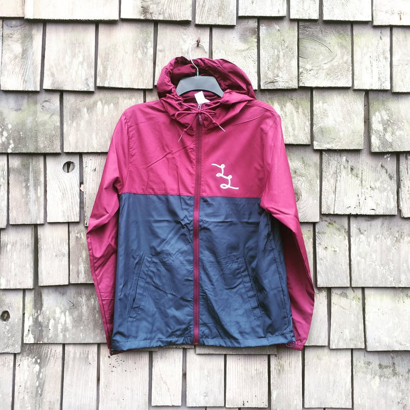Load image into Gallery viewer, Long Lefts Explorer Windbreaker-Full front maroon/navy
